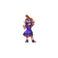 animated animated_gif chibi green_hair hat idle_animation lowres pixel_art rod_of_remorse shikieiki_yamaxanadu skirt solo sprites touhou transparent_background