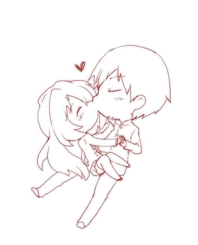 1girl aisaka_taiga animal_ears brown_hair carrying chibi closed_eyes couple eyes_closed height_difference kiss monochrome princess_carry rikuta school_uniform skirt smile takasu_ryuuji thigh-highs thighhighs toradora!
