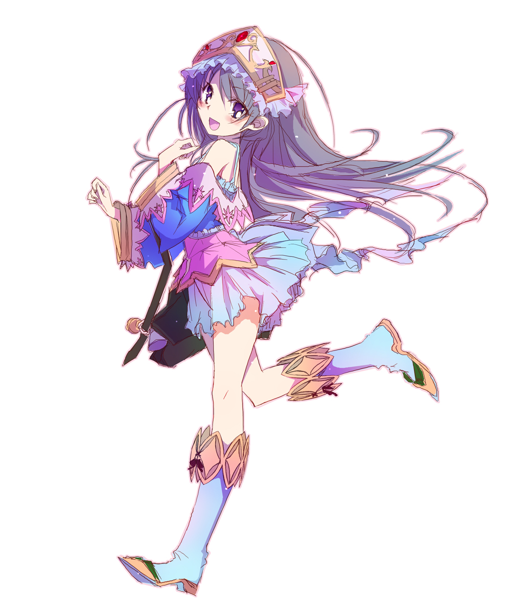 :d artist_request atelier_(series) atelier_totori blush boots brown_hair dress gust hamasin2424 highres open_mouth simple_background smile solo totooria_helmold white_background