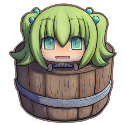artist_request blue_eyes blush bucket green_hair hair_bobbles hair_ornament in_bucket in_container kisume lowres open_mouth short_hair solo touhou twintails white_background zetuchame