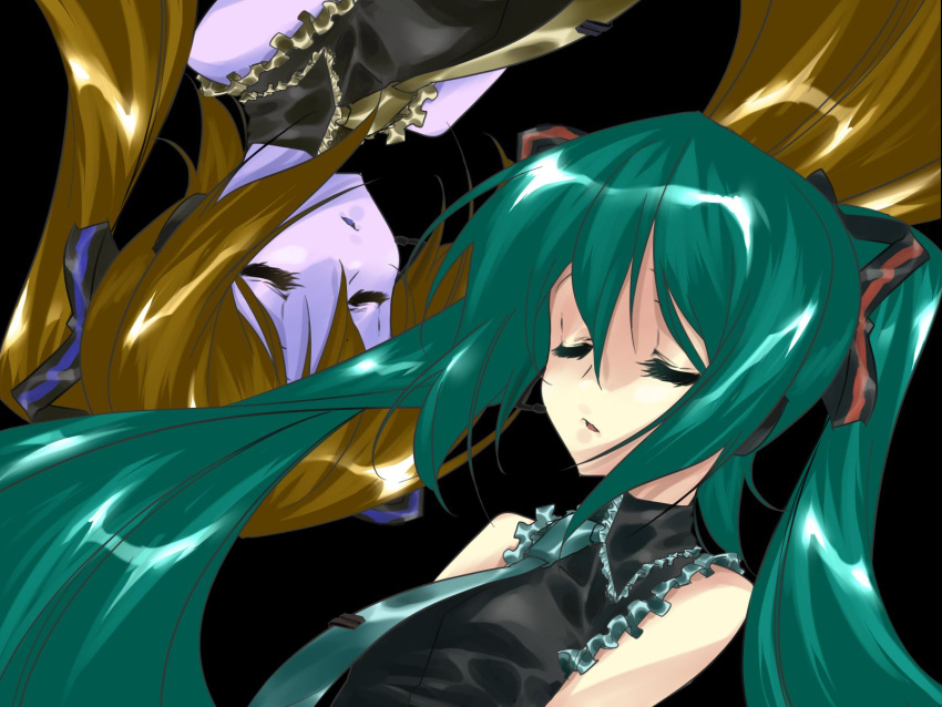 akita_neru closed_eyes hatsune_miku long_hair maetaku vocaloid