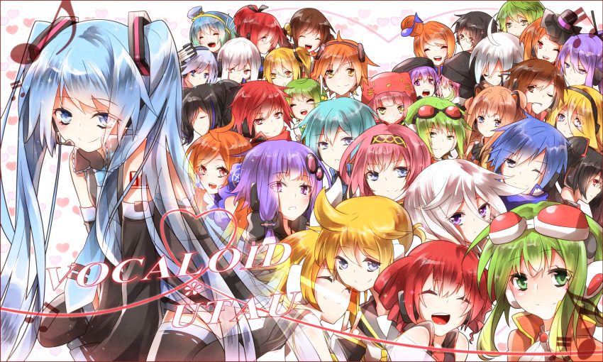 6+girls absolutely_everyone akaito akikoloid-chan akita_neru aoki_lapis cul everyone genderswap gumi gumiya hatsune_miku hatsune_mikuo hibiki_lui highres hiyama_kiyoteru ia_(vocaloid) kaai_yuki kagamine_len kagamine_rin kaito kamui_gakupo kasane_teto lily_(vocaloid) looking_at_viewer megurine_luka meiko multiple_boys multiple_girls musical_note namine_ritsu nekomura_iroha ring_suzune ryuuto_(vocaloid) sakuragi_ren seeu sf-a2_miki smile sukone_tei tone_rion tourmaline utane_uta utatane_piko utau vocaloid vy2 yokune_ruko yowane_haku yuzuki_yukari zatsune_miku
