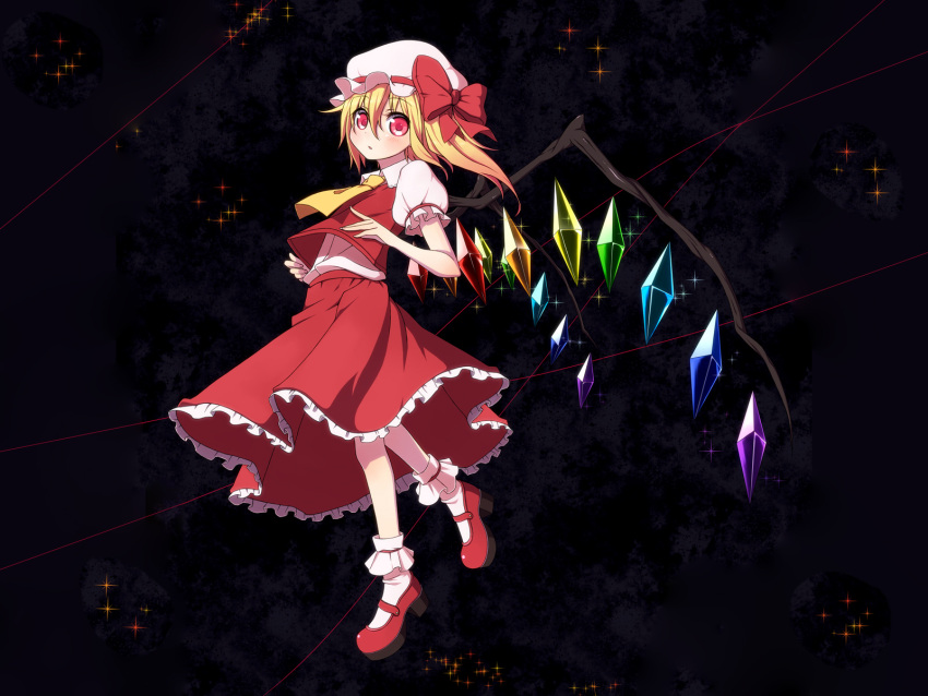 blonde_hair chika flandre_scarlet hat loli ponytail red_eyes short_hair touhou wings