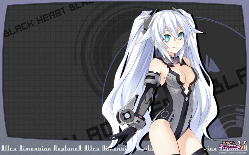 cleavage hyperdimension_neptunia noire twintails white_hair white_heart