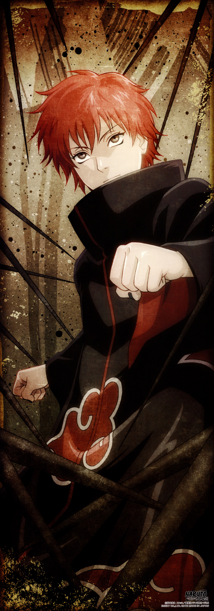 absurdres highres long_image male naruto naruto_shippuden red_hair redhead sasori sasori_(naruto) scan short_hair stick_poster tall_image
