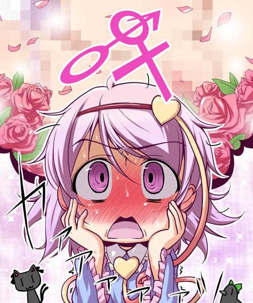 Safebooru 3 Bird Black Cat Blush Cat Censored Chibi Commentary D Embarrassed Face Hands On