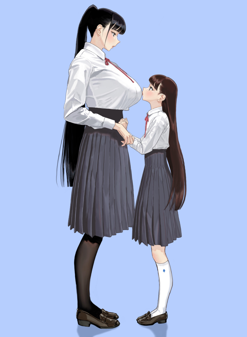 Tall girl dominates short maid anal