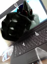 computer kamen_rider kamen_rider_blade kamen_rider_blade_(series) kiriinio laptop punch punching through_screen rating:Safe score:1 user:Gelbooru