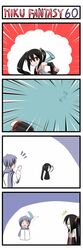 black_hair blood blue_hair boomerang catstudio_(artist) comic grin highres injury kaito o_o red_eyes scarf silent_comic smile surprised twintails vocaloid zatsune_miku rating:Safe score:0 user:Gelbooru