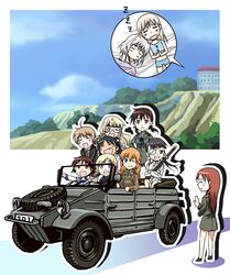6+girls agahari black_hair blonde_hair blue_eyes braid brown_eyes brown_hair car charlotte_e_yeager closed_eyes cutout eila_ilmatar_juutilainen erica_hartmann everyone francesca_lucchini gertrud_barkhorn glasses kubelwagen left-hand_drive lynette_bishop military military_vehicle minna-dietlinde_wilcke miyafuji_yoshika motor_vehicle multicolored_hair multiple_girls perrine_h_clostermann red_hair redhead sakamoto_mio sanya_v_litvyak short_hair silver_hair single_braid sleeping smile strike_witches sword twintails uniform vehicle volkswagen weapon rating:Safe score:0 user:Gelbooru