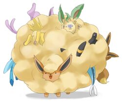eevee espeon flareon fur gattai glaceon jolteon katamari_damacy leafeon no_humans pokemon umbreon vaporeon yoshikawa_mo yuzuriha rating:Safe score:0 user:Gelbooru