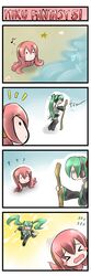 4koma ? @_@ catstudio_(artist) comic fork green_hair hatsune_miku highres megurine_luka red_hair redhead silent_comic takoluka twintails vocaloid rating:Safe score:0 user:Gelbooru