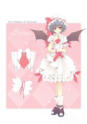alice_in_wonderland alternate_costume bat_wings blue_hair blue_hallelujah character_name character_sheet crossover dress hat heart lan_hallelujah licking_lips red_eyes remilia_scarlet socks solo touhou wings rating:Safe score:0 user:Gelbooru