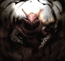 armor dark furogi_(armor) gauntlets glowing glowing_eyes helmet monster_hunter monster_hunter_portable_3rd nargacuga_(armor) rangurotora_(armor) yoshioka_yoshiko zuta rating:Safe score:1 user:danbooru