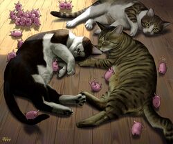 animal_ears cat cat_ears cat_focus closed_eyes eyes_closed fur lying matata-cat matataku minimized no_humans original pig realistic sleeping tail rating:Safe score:1 user:danbooru