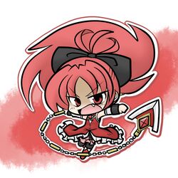 bow chain chains chibi fang hair_bow long_hair mahou_shoujo_madoka_magica polearm ponytail red_eyes red_hair redhead sakura_kyouko solo spear thighhighs weapon yanagi_(artist) yanagi_(nurikoboshi) rating:Safe score:0 user:danbooru