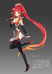 boots breasts cleavage long_hair lulu_(siting_zeng) original pointy_ears red_hair redhead simple_background siting_zeng smile solo thigh-highs thigh_boots thighhighs translated translation_request vocaloid rating:Safe score:3 user:danbooru