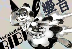 black_eyes hat helmet jigsawnoise monochrome original santou_suihei solo todorone_bibi vocaloid rating:Safe score:0 user:danbooru