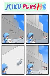 black_dress black_hair blue_hair cat_ears catstudio_(artist) comic dress eating fish highres kaito kuro_(miku_plus) puni_(miku_plus) red_hair redhead scarf surprised thai translated translation_request vanishing vocaloid white_dress rating:Safe score:0 user:danbooru