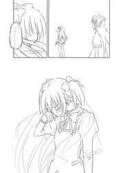 akemi_homura alternate_costume alternate_hairstyle bow choker closed_eyes comic dress eyes_closed face from_back from_behind goddess_madoka gown grayscale greyscale hair_bow hair_ornament hair_ribbon kaname_madoka long_hair mahou_shoujo_madoka_magica makoto_(dandelion) monochrome multiple_girls pleated_skirt ribbon rubbing_eyes sad school_uniform short_twintails side skirt spoilers tears twintails ultimate_madoka rating:Safe score:0 user:danbooru