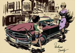 animal_ears bag baguette bespectacled blonde_hair boots bread brown_hair car casual cat_ears cat_tail chen contemporary dark_skin food fox_ears fox_tail ginjuuji glasses hands_in_sleeves highres left-hand_drive mercedes-benz motor_vehicle multiple_tails paper_bag running short_hair shorts silver_cross smile sunglasses tail touhou vehicle yakumo_ran yakumo_yukari yellow_eyes rating:Safe score:2 user:danbooru