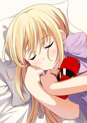 asakura_ryou_(artist) blonde_hair blush car closed_eyes eyes eyes_closed f40 ferrari long_hair motor_vehicle original pillow sleeping solo toy vehicle rating:Safe score:1 user:danbooru