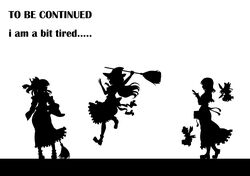 absurdres alice_margatroid book broom capelet hakurei_reimu highres kirisame_marisa kitazinger long_hair monochrome multiple_girls shanghai shanghai_doll short_hair silhouette touhou wings rating:Safe score:1 user:danbooru