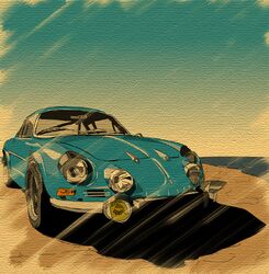 blue_sky car motor_vehicle no_humans renault renault_alpine_a110 rufu_(gfsikisima04) sky vehicle rating:Safe score:1 user:danbooru