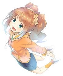  1girl brown_hair green_eyes hiroya_juuren idolmaster open_mouth short_hair smile solo takatsuki_yayoi twintails 