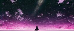  1girl clouds crow_a hat highres little_busters! milky_way night noumi_kudryavka ocean sky solo star star_(sky) water 