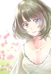  1girl blouse heterochromia idolmaster idolmaster_cinderella_girls mole sakayama_shinta smile solo takagaki_kaede 