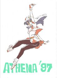  1girl asamiya_athena gloves jewelry king_of_fighters_97 kou'ichi_kikuta long_hair muted_color necklace pantyhose skirt solo star 
