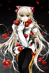  1girl fancybetty flower fujiwara_no_mokou pose solo touhou 