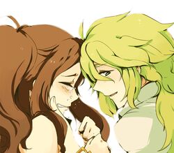  blonde_hair blush brown_hair closed_eyes n_(pokemon) pokemon pokemon_(game) pokemon_bw ryohakkai simple_background tears touko_(pokemon) white_background 