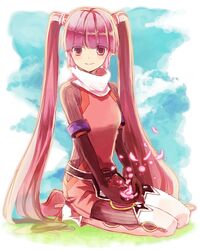  gloves long_hair petals purple_hair smile sophie_(tales_of_graces) t_miyanagi tales_of_graces twintails violet_eyes 