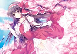  1girl ascot blush bow brown_hair choker collarbone dress dutch_angle garter_straps hair_bow long_hair original red_eyes smile solo soraishinya thigh-highs white_legwear 