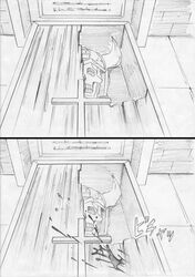  blood coffin comic cross graphite_(medium) helmet jojo_no_kimyou_na_bouken skeleton skull tarkus traditional_media translation_request utano 