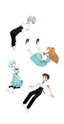  2boys 2girls ayanami_rei blue_eyes brown_hair ikari_shinji long_hair multiple_boys multiple_girls nagisa_kaworu neon_genesis_evangelion orange_hair red_eyes school_uniform short_hair souryuu_asuka_langley 