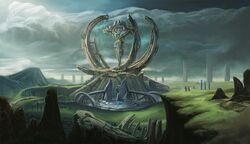  ??? building clouds grass highres landscape pillar pixiv_fantasia pixiv_fantasia_new_world ruins scenery sky 