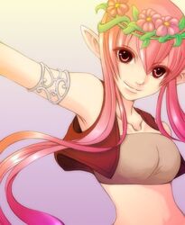  1girl colored head_wreath long_hair looking_at_viewer nameko_(name8817) smile solo very_long_hair 