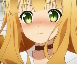  azuki_azusa blonde_hair blush choker close-up green_eyes hentai_ouji_to_warawanai_neko screencap 