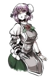  1girl bandages ibaraki_kasen kitayuki_kajika pale_skin pink_hair short_hair solo touhou white_background 