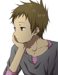  1boy brown_hair fukube_satoshi hyouka orange_eyes rito453 sad short_hair 