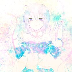  1girl armband blue_eyes blue_hair cape gloves hair_ornament hairclip lowres mahou_shoujo_madoka_magica mahou_shoujo_madoka_magica_movie miki_sayaka mizuki_(flowerlanguage) ribbon short_hair solo 