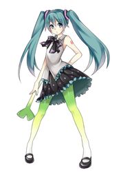  aqua_eyes aqua_hair hatsune_miku long_hair ribbon simple_background spring_onion twintails vocaloid 