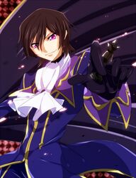  1boy black_hair chess_piece code_geass cravat fusuma_(not_found) gloves lelouch_lamperouge solo violet_eyes 