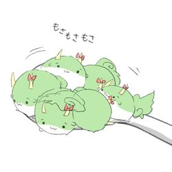  ex-keine hat kamishirasawa_keine lowres no_humans rebecca_(keinelove) ribbon spoon sukusuku_hakutaku tail touhou 