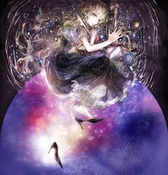  1girl birdcage blonde_hair cage crown dress frilled_dress frills gem high_heels kazune_(baumkuchen) original pocket_watch shoes shoes_removed solo sword violet_eyes vocaloid watch weapon 