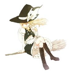  1girl blonde_hair braid broom hat honotai kirisame_marisa long_hair smile solo tongue touhou witch_hat yellow_eyes 