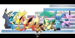  black_eyes brown_eyes eevee espeon everyone flareon glaceon highres jolteon kaian leafeon no_humans pokemon pokemon_(game) umbreon vaporeon 